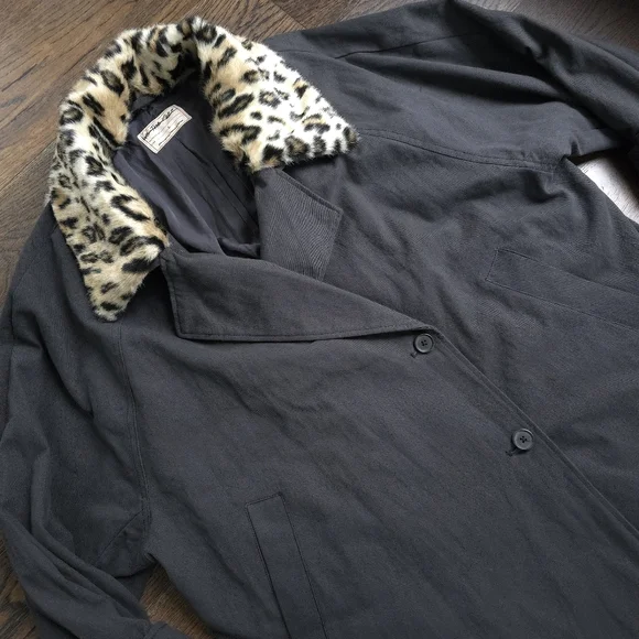 NWOT Free People X Revolve Oversized Leopard Cheetah Faux Fur Collar Trench - Picture 4 of 11